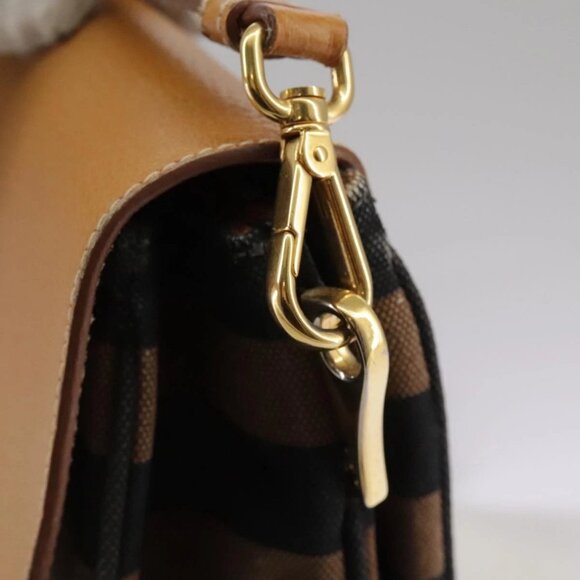 PRADA Shoulder Bag Canvas Brown Gold Auth - Picture 12 of 16